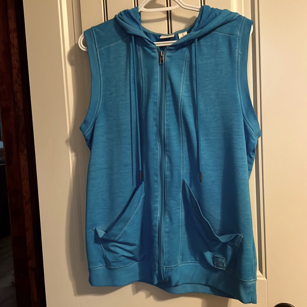 Westbound Turquoise Vest With Hood and Zipper.   Worn Twice.